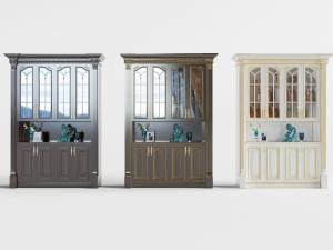 简欧带玻璃柜门的装饰柜