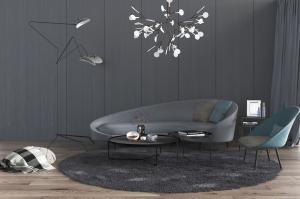 北欧灰色多人沙发、休闲椅子组合