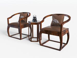 中式实木扶手椅子边几