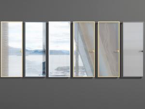 现代轻奢细边框玻璃平开门