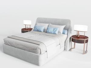 新中式灰白色双人床床头柜