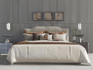 新中式软包床头双人床