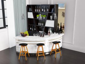 欧式大理石弧形吧台、吧椅