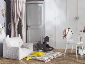 北欧儿童卡通单人沙发和木马3d模型 北欧儿童卡通单人沙发和木马