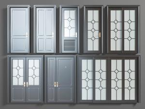 中式实木字母双扇推拉门平开门