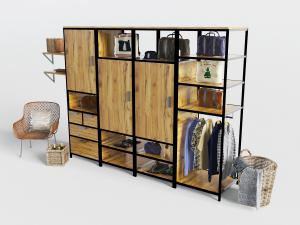 工业风黑色金属边框实木收纳置物柜衣柜