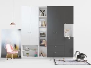 现代白色黑色拼接装饰柜