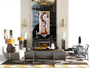 中式实木多人沙发休闲椅子组合