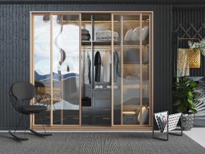 北欧玻璃推拉门衣柜休闲椅子