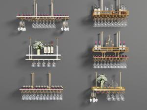 现代轻奢可以悬挂的金属酒架3d模型 现代轻奢可以悬挂的金属酒架