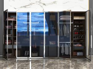 现代玻璃平开柜门的衣柜