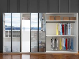 现代玻璃柜门的衣柜