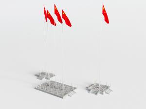 现代五星红旗旗杆台