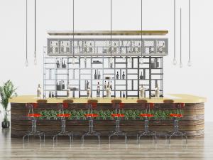 工业风金属货架、吧台吧椅