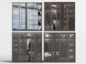 现代玻璃推拉柜门的衣柜