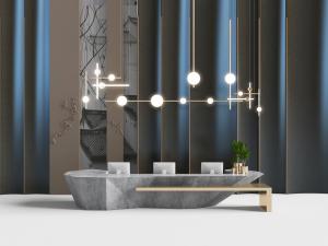 新中式灰色水泥前台接待台