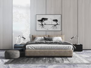 现代布艺双人床