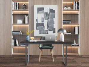 新中式书桌椅组合3d模型 新中式书桌椅组合