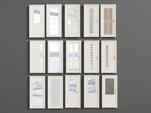 现代白色镶嵌玻璃的平开门