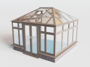 现代金属框架的玻璃房