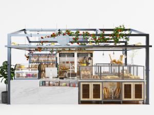 现代工业风金属框架的面包糕点烘焙店