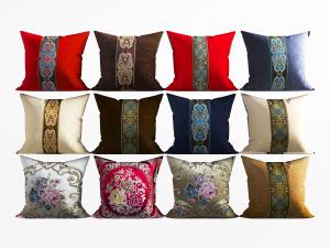 中式牡丹花图案的抱枕靠垫