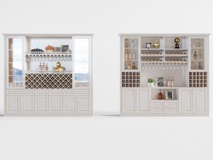 新中式简欧白色酒柜3d模型 新中式简欧白色酒柜