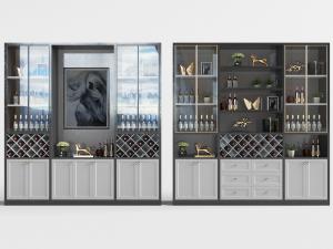 现代黑色和灰色撞色酒柜3d模型 现代黑色和灰色撞色酒柜