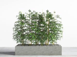 中式室外长方形花坛竹子