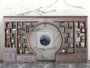 中式古典装饰柜博古架圆形门