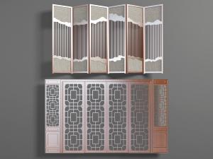 中式古典屏风隔断3d模型 中式古典屏风隔断