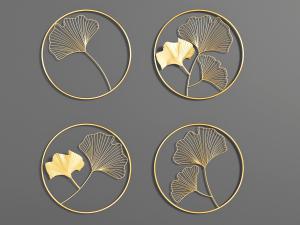 新中式圆形银杏叶墙饰挂件