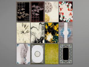 新中式长方形地毯3d模型 新中式长方形地毯