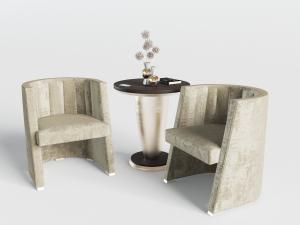 后现代单人沙发角几3d模型 后现代单人沙发角几