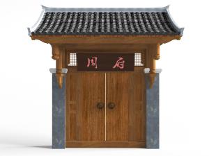 中式古典大门狮子拉手3d模型 中式古典大门狮子拉手