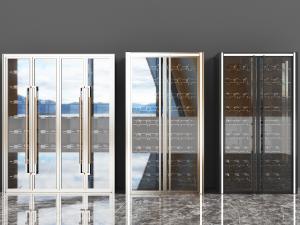 后现代玻璃酒柜3d模型 后现代玻璃酒柜