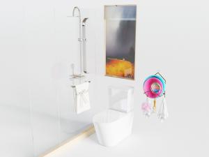 现代坐便器浴室镜淋浴花洒3d模型 现代坐便器浴室镜淋浴花洒