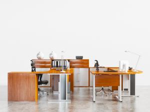 现代拐角直角办公桌椅