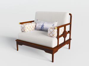 中式实木边框的单人沙发3d模型 中式实木边框的单人沙发