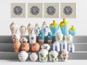 中式陶瓷器皿装饰品摆件