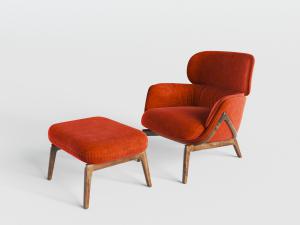 北欧单人沙发脚凳脚踏组合3d模型 北欧单人沙发脚凳脚踏组合