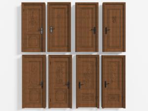 中式实木雕花装饰的平开门