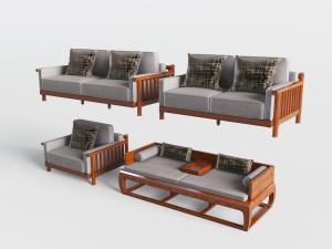 新中式单双人沙发罗汉床