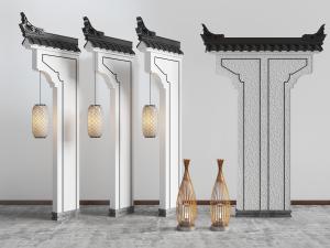 中式徽派马头墙仿古建筑景观小品