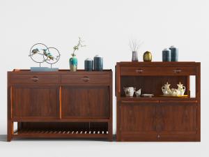 中式实木餐边柜玄关鞋柜