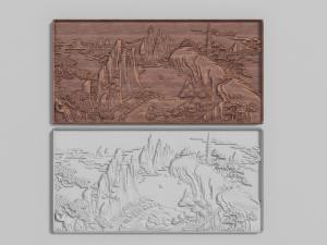 中式浮雕立体山水装饰挂件