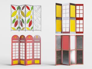 现代美式树叶方格屏风