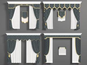 新中式带花纹的窗帘窗纱