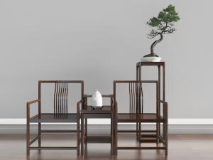 中式实木扶手椅边几组合