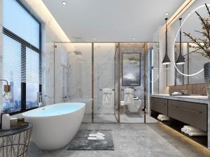 现代轻奢卫生间卫浴间浴缸